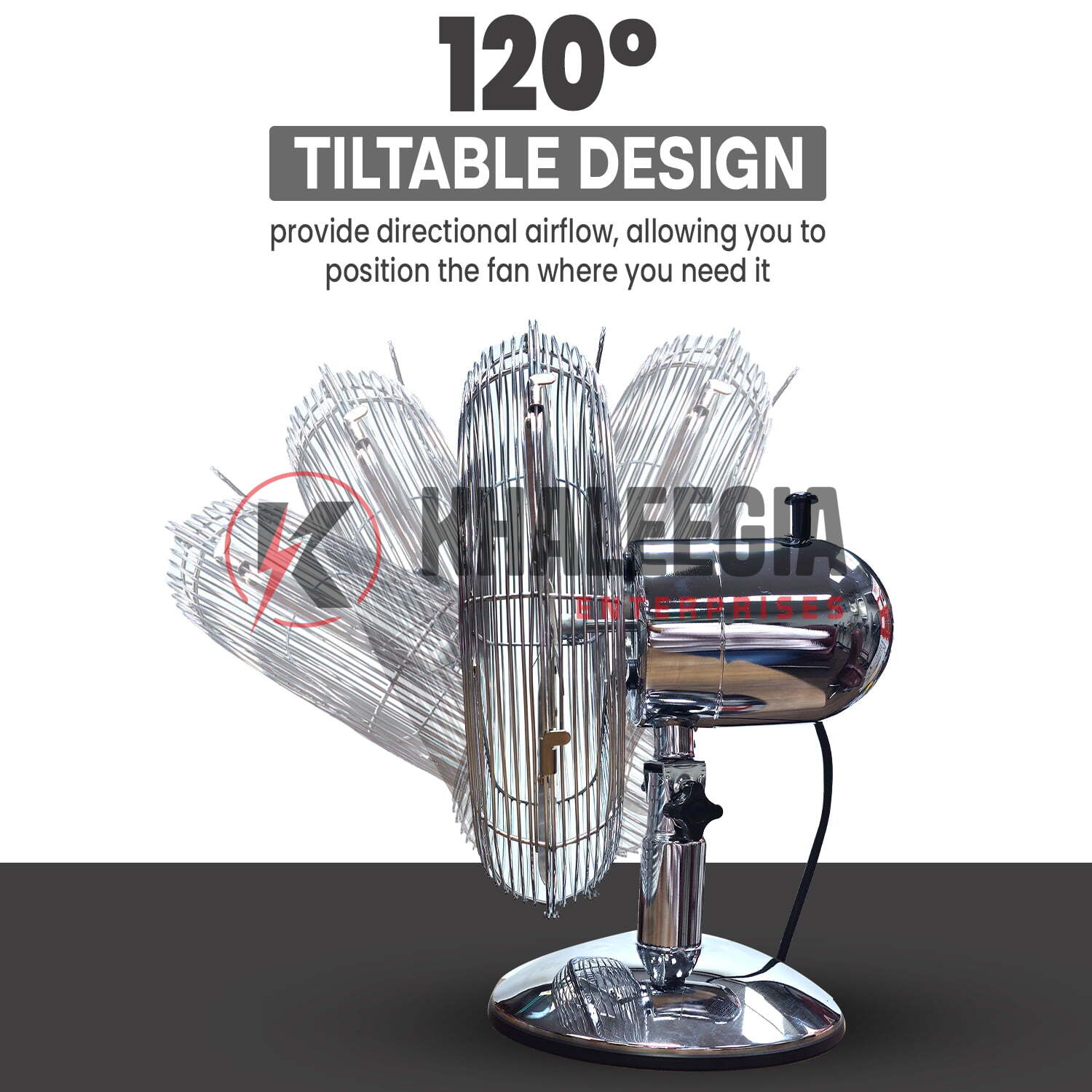 K-T30 - Khaleegia 12" Stainless Steel Metal Table Fan - Image 4