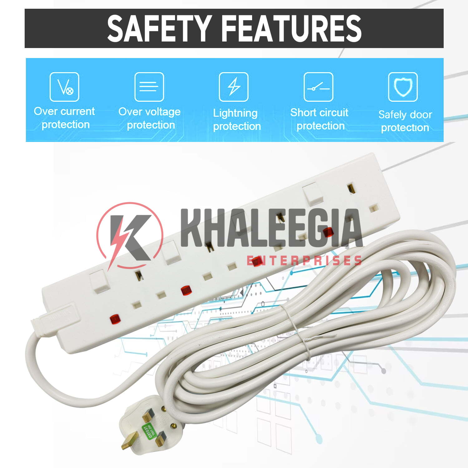 SB01176 | Admore 4 Gang 13A 5 Meters Switched Socket Extension - Image 3