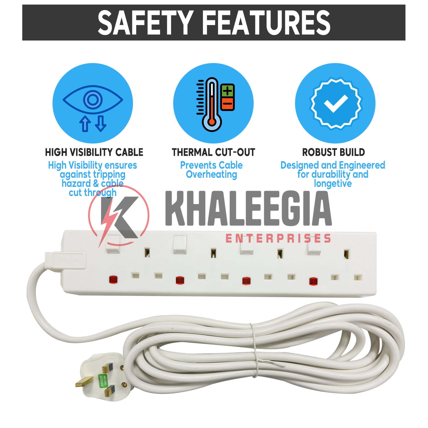 SB01176 | Admore 4 Gang 13A 5 Meters Switched Socket Extension - Image 4