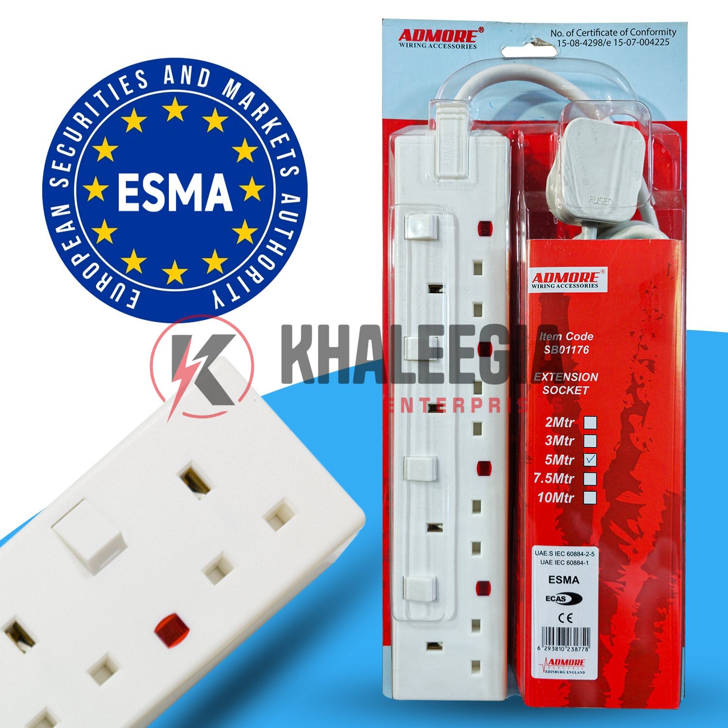 SB01176 | Admore 4 Gang 13A 5 Meters Switched Socket Extension - Image 5