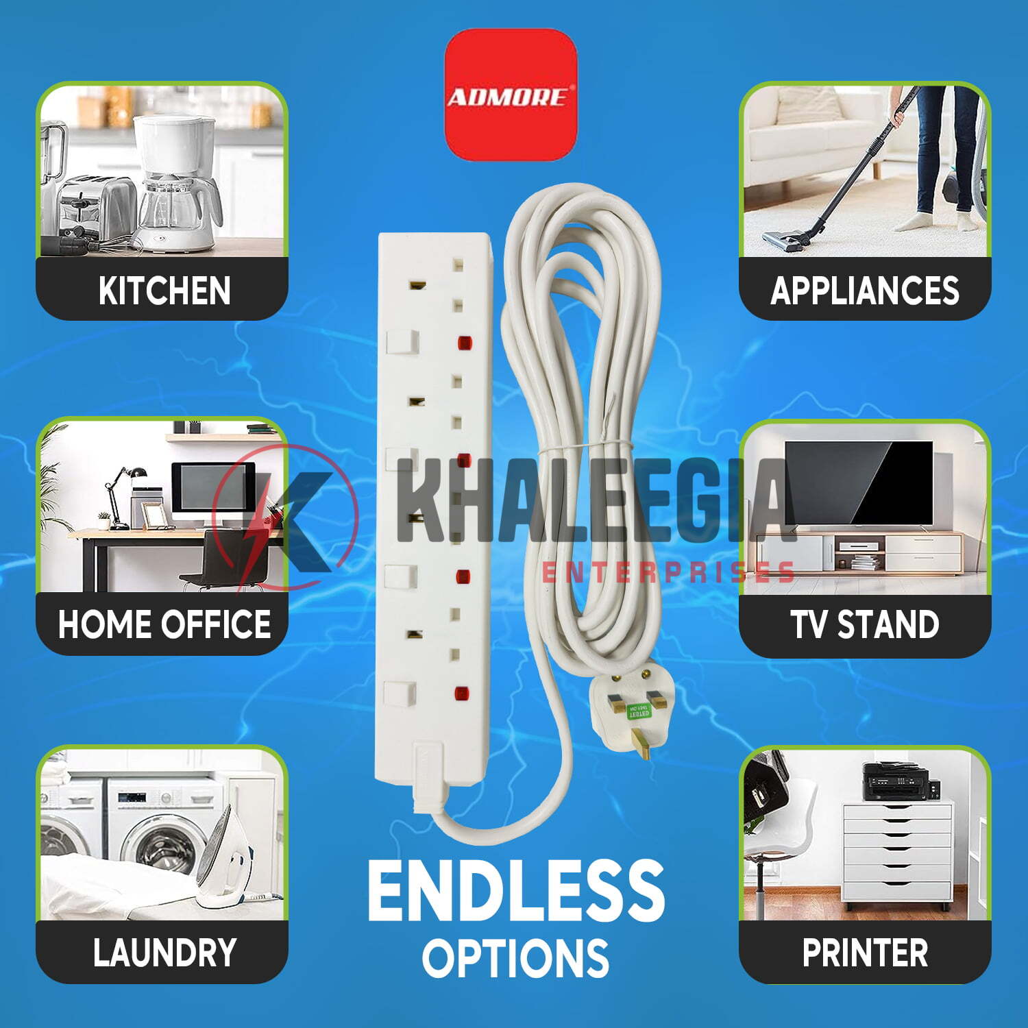 SB01176 | Admore 4 Gang 13A 5 Meters Switched Socket Extension - Image 7