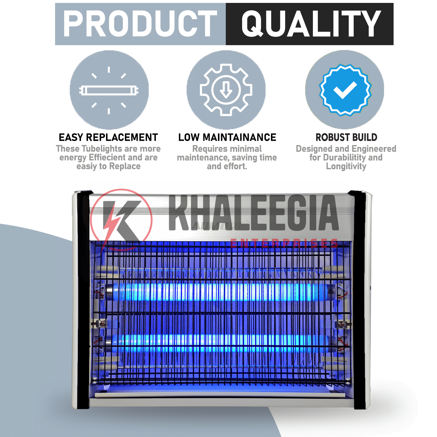 A-IK40 - Admore Fly and Insect Killer | Powerful Fly Zapper 20W (2x10w) UV Light | 40cm Professional Electric Bug Zapper - Image 3