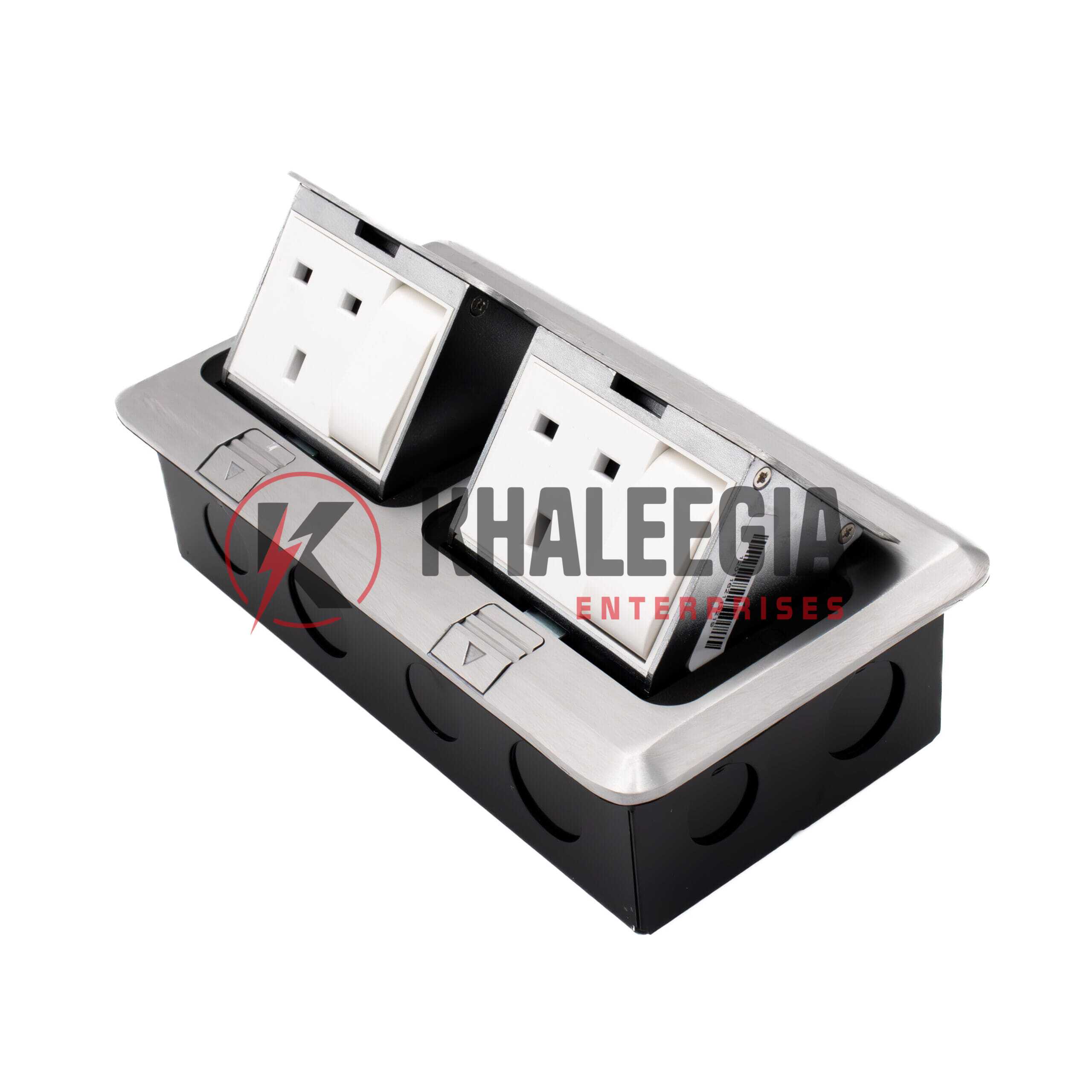 APU132S - Admore 2 Gang 13A Socket with Switch Chrome Popup Socket