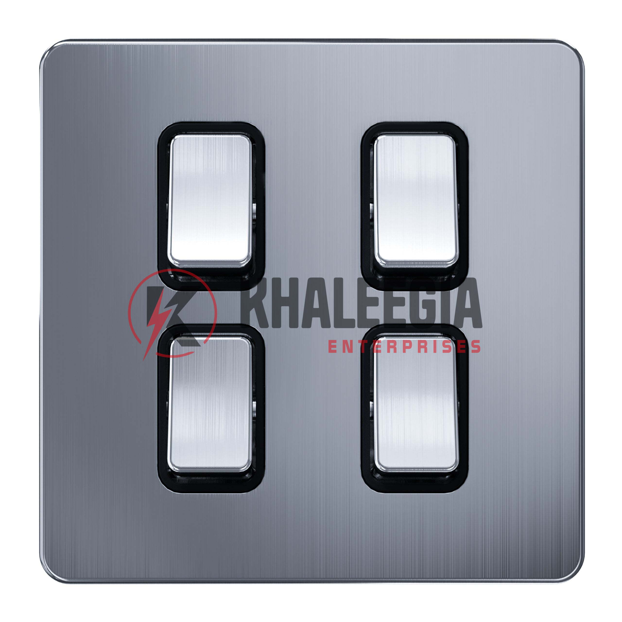 AC309 - 4 Gang 2 Way Switch 3X3 - Metal Series: Chrome - Image 1