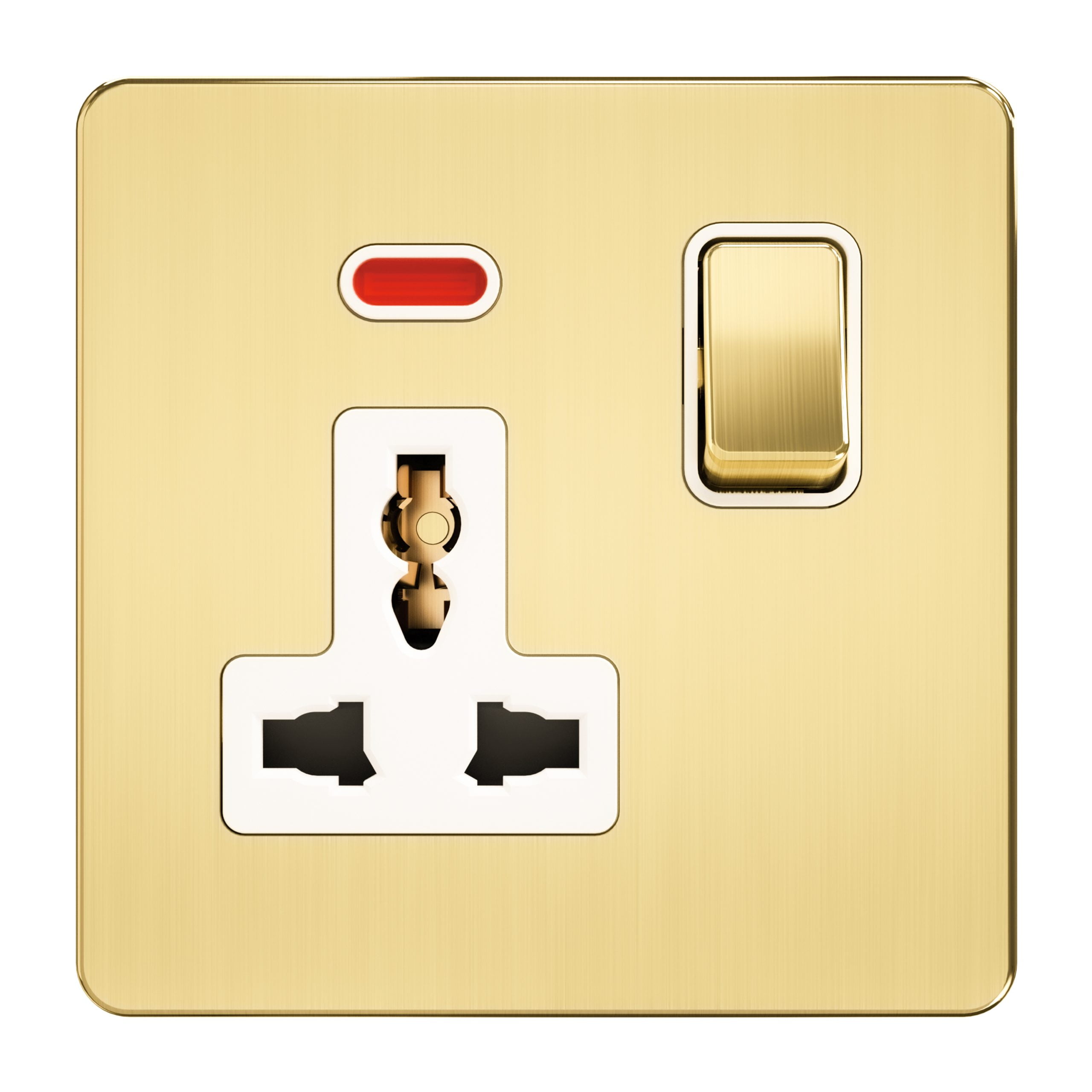 M_0002_A0322-2-scaled-1.jpg A0322 - 13A 1 Gang Switched Multi Socket, Single Pole -Metal Series: Gold - Image 1