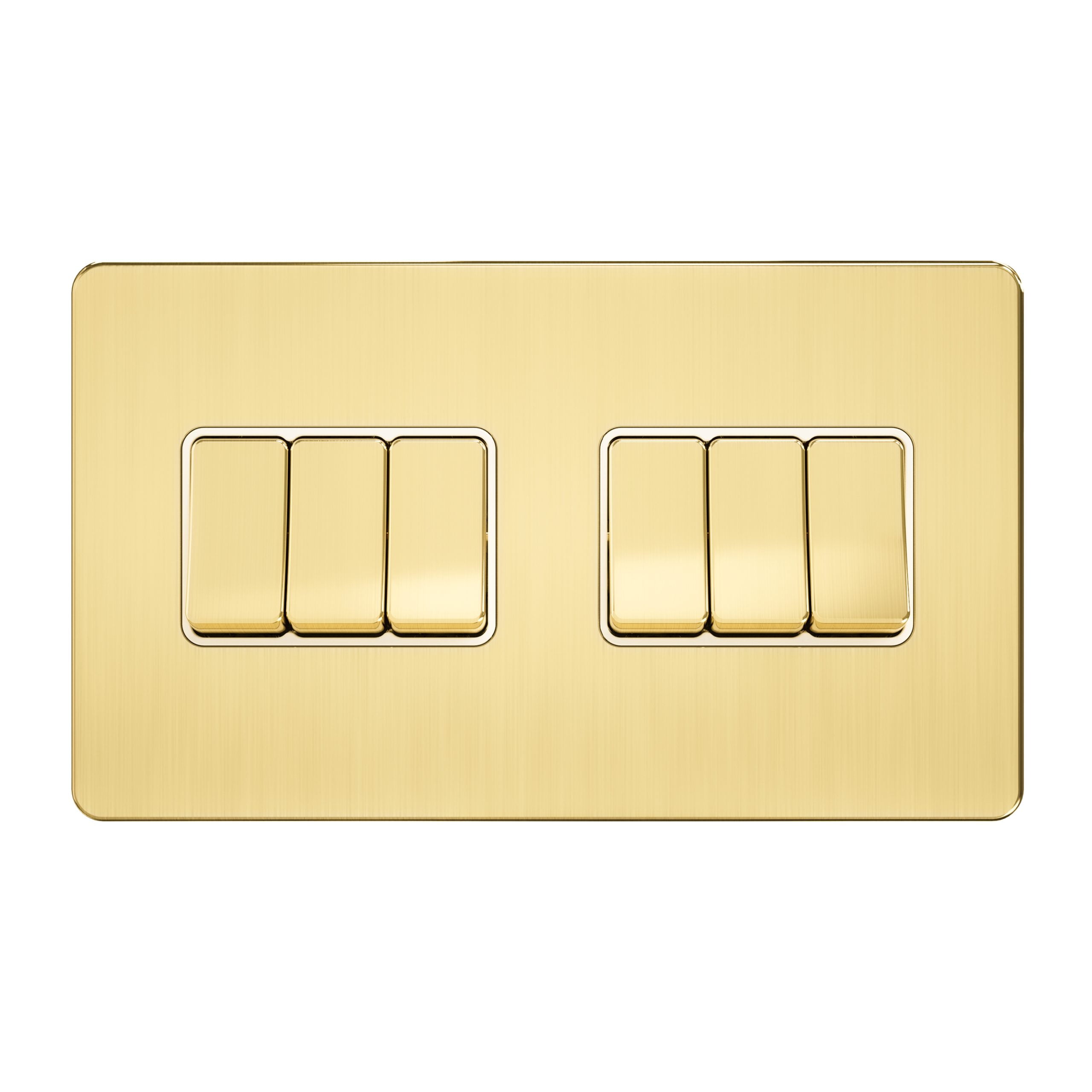 M_0004_A310-2-scaled-1.jpg A310 - 6 Gang 2 Way Switch (3X6) -Metal Series: Gold - Image 1