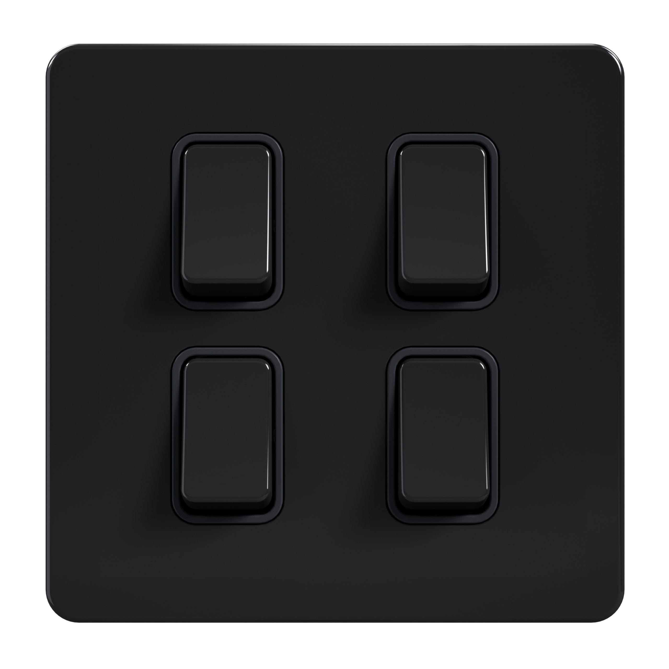 AB_0018_AB-309-scaled-1.jpg AB309 - 4 Gang 2 Way Switch (3X3) - Metal Series: Black Nickel - Image 1