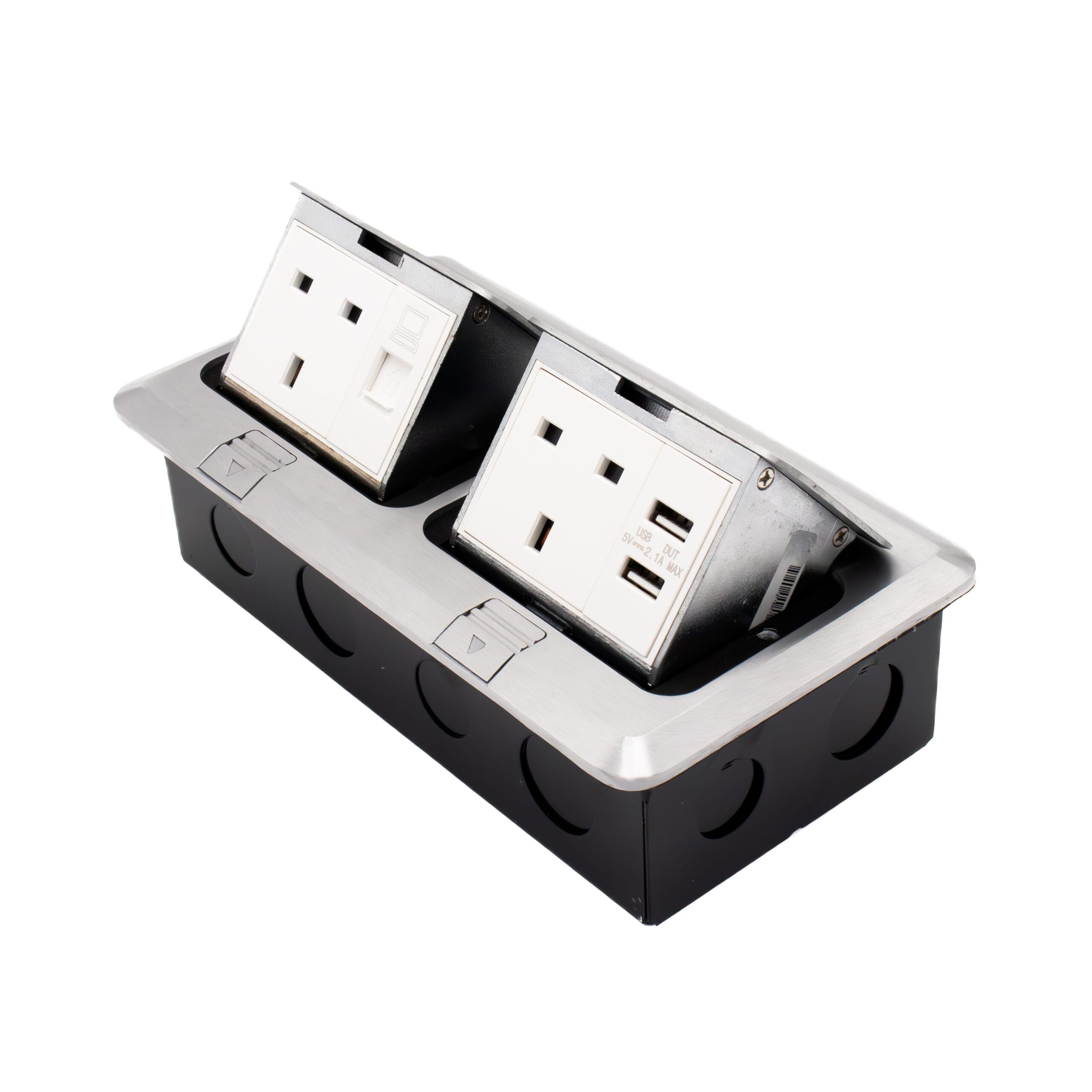pp_0008__MG_4925-Enhanced-NR-scaled-1.jpg APU13-2-USB+D - Admore 2 Gang 13A Socket with Data Port and 2 USB Ports Chrome Popup Socket - Image 1