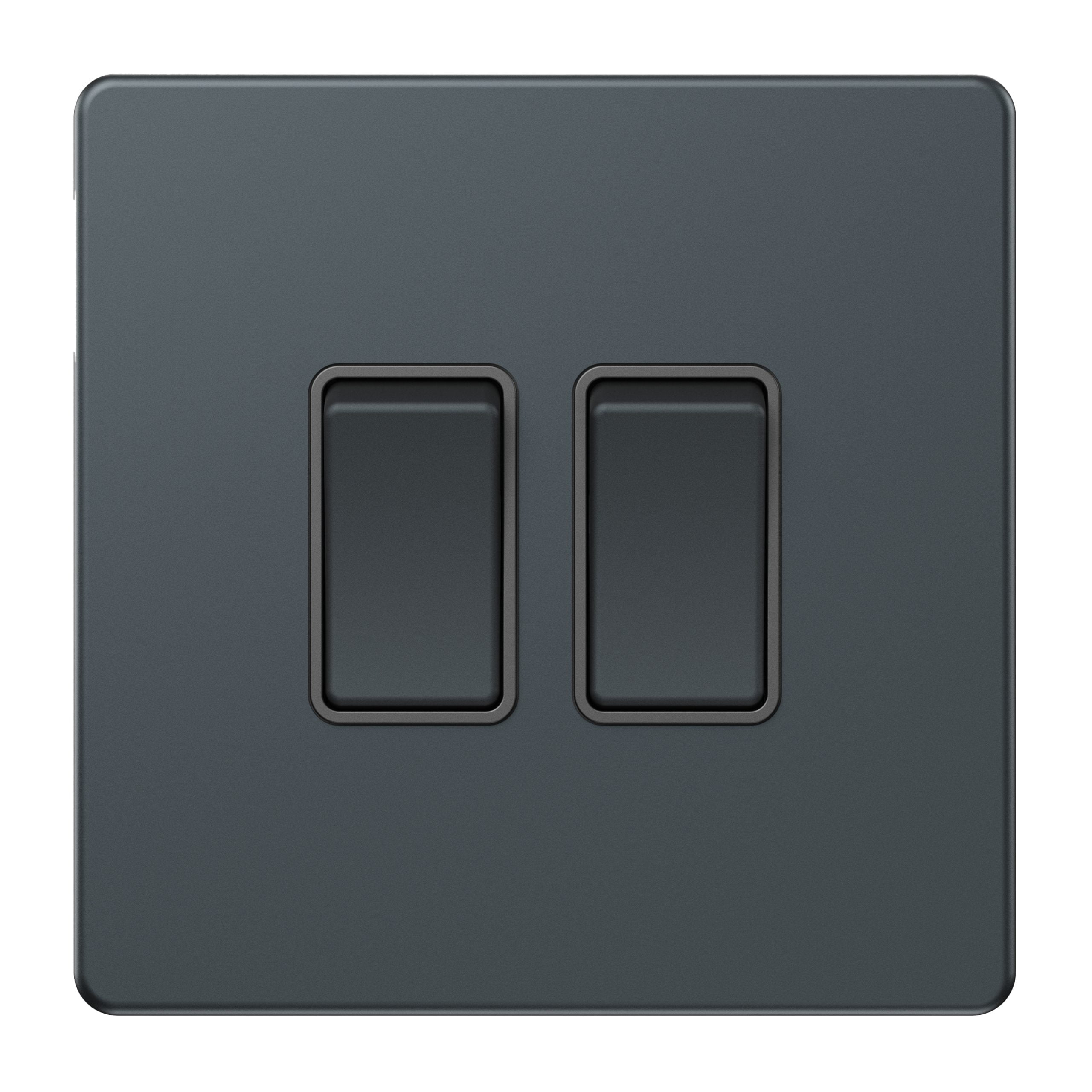 AS304-scaled-1.jpg AS304 - 2 Gang 2 Way Switch - Metal Series: Spruce Blue - Image 1