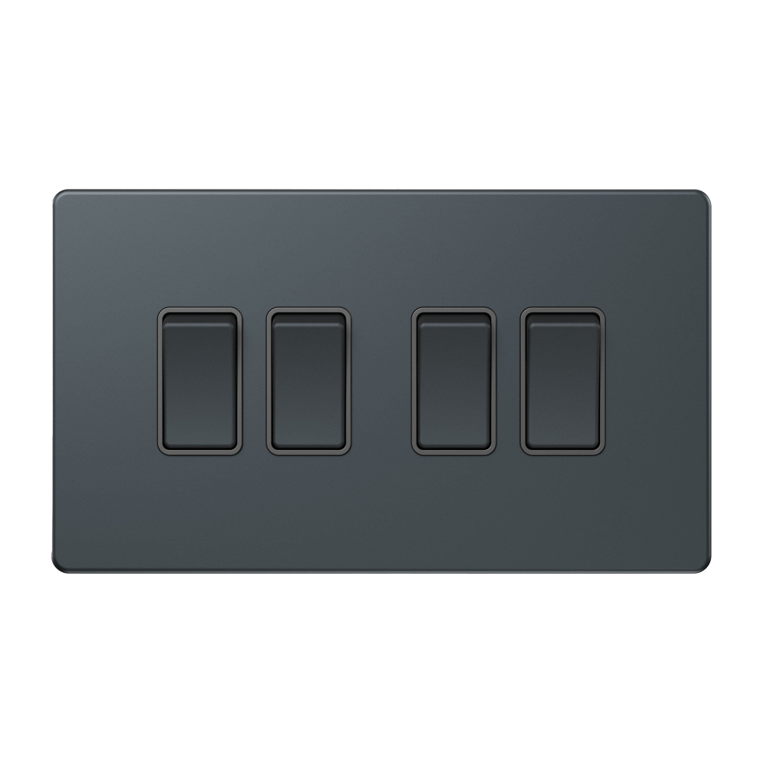 AS308-scaled-1.jpg AS308 - 4 Gang 2 Way Switch (3X6) - Metal Series: Spruce Blue - Image 1