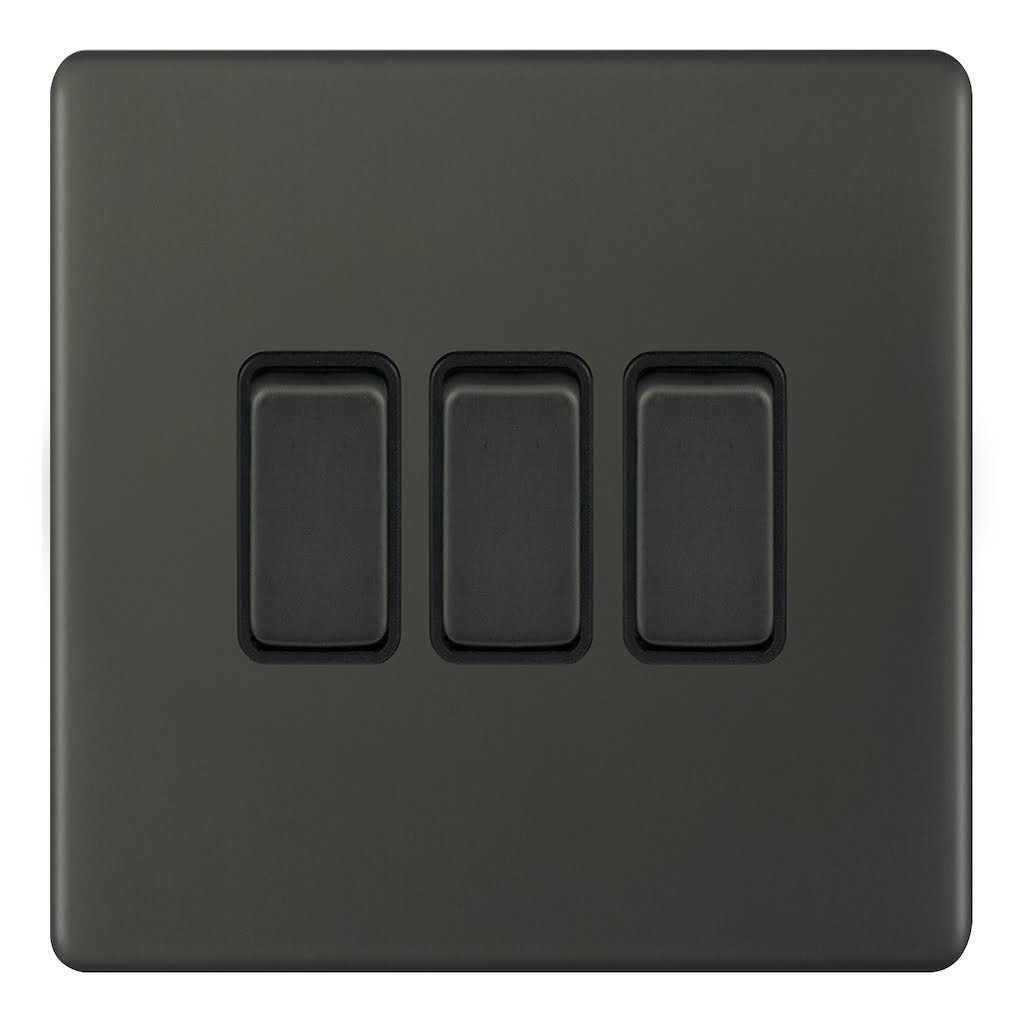 AU306.jpg AU306 - 3 Gang 2 Way Switch - Metal Series: Umber - Image 1