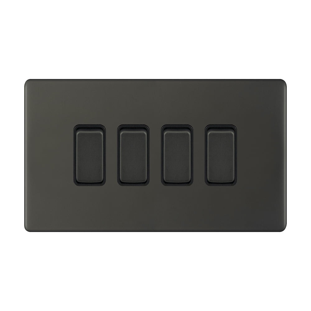 AU308.jpg AU308 - 4 Gang 2 Way Switch (3X6) - Metal Series: Umber - Image 1