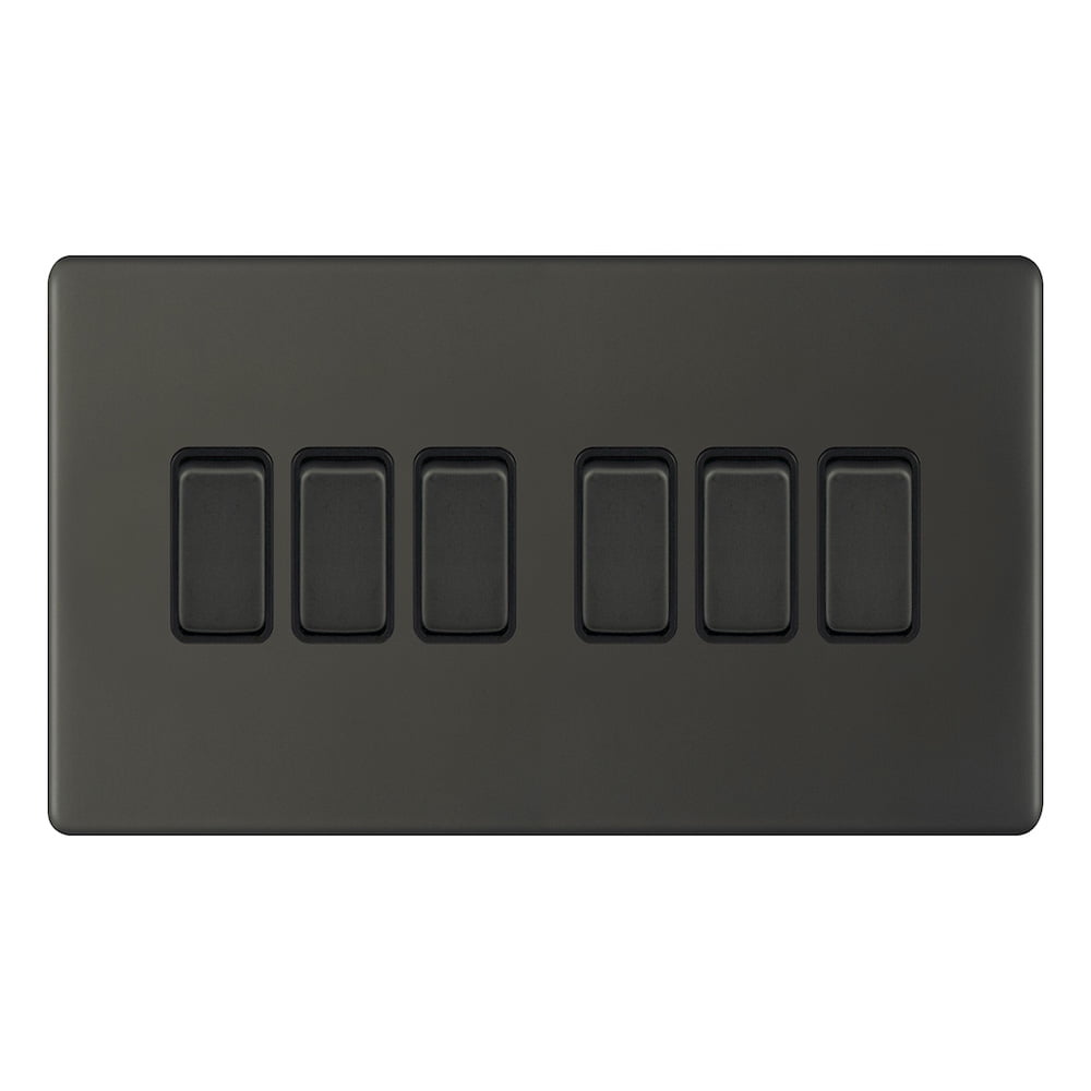 AU310.jpg AU310 - 6 Gang 2 Way Switch (3X6) - Metal Series: Umber - Image 1