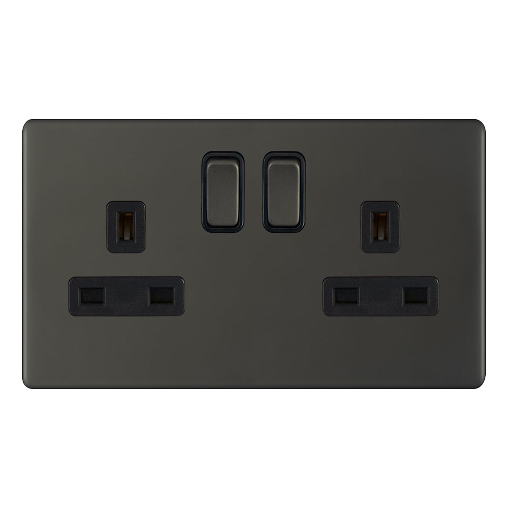 AU406.jpg AU406 - 13A 2 Gang Switch Socket - Metal Series: Umber - Image 1