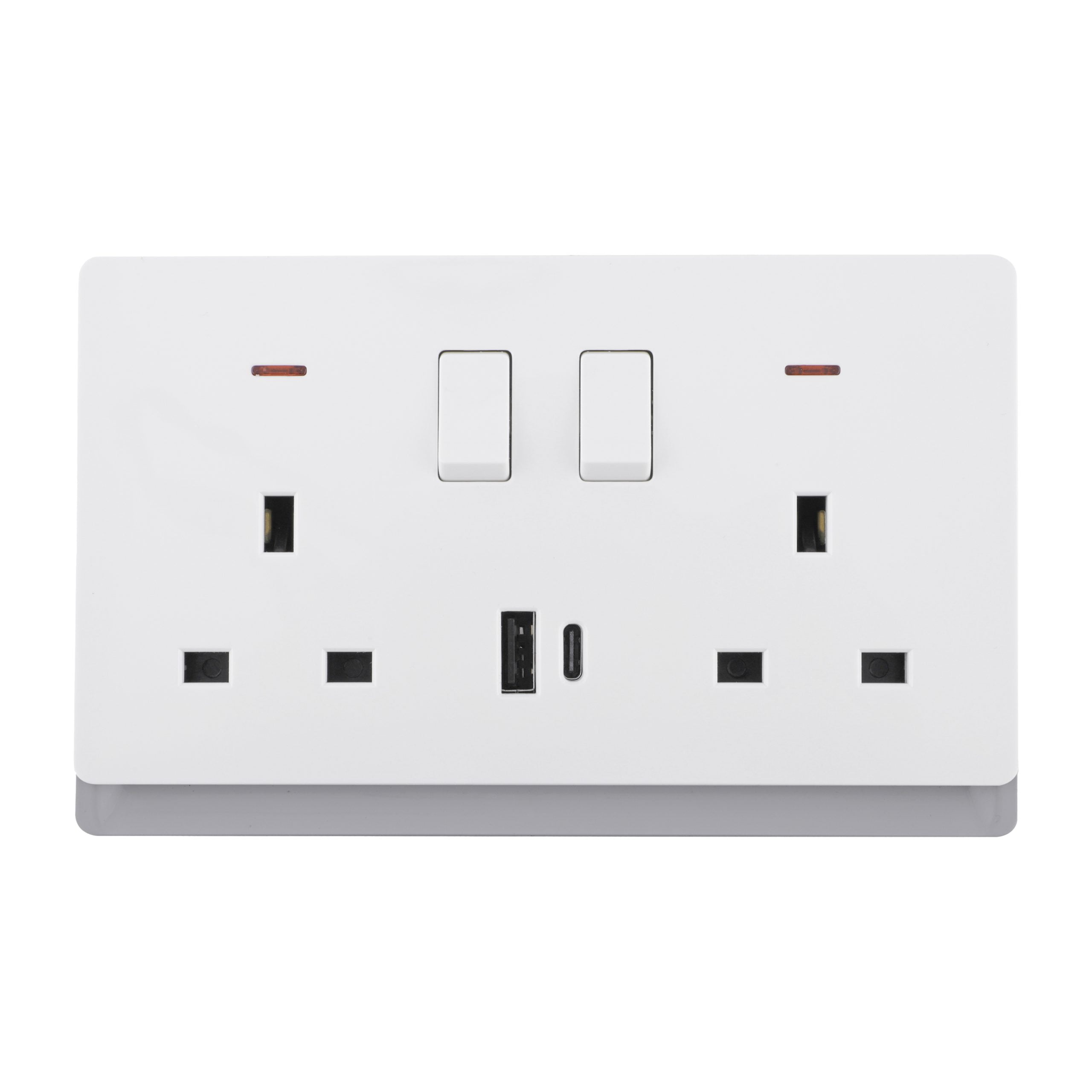 P-R_0010_Layer-4-scaled-1.jpg P-R408U - 13A 2 Gang Switch Socket With Usb A&C Port - PC Royal Series: White - Image 1