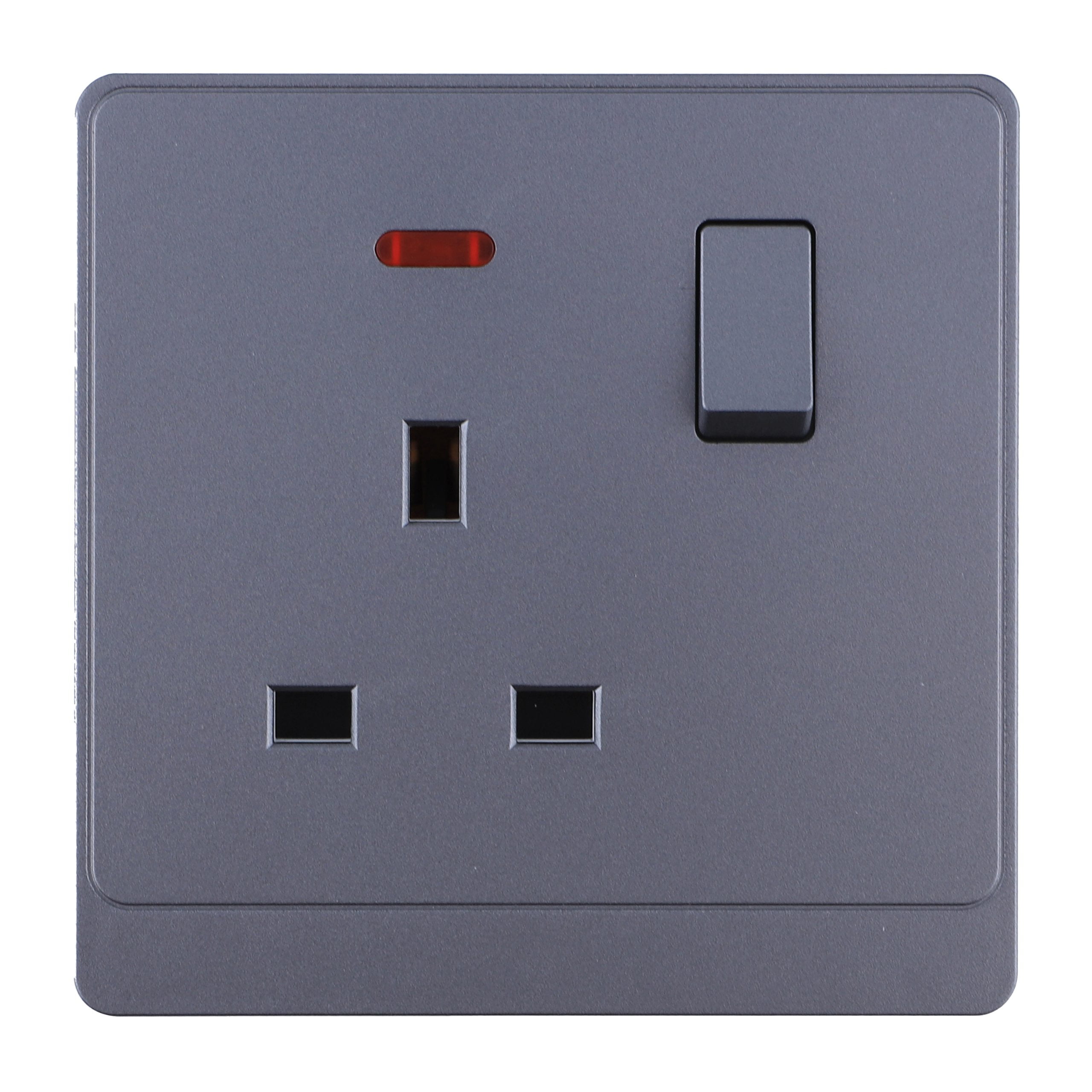 PC_0003_Layer-6-scaled-1.jpg P-S405 - 13A 1 Gang Switch Socket - PC Classic Range: Grey - Image 1