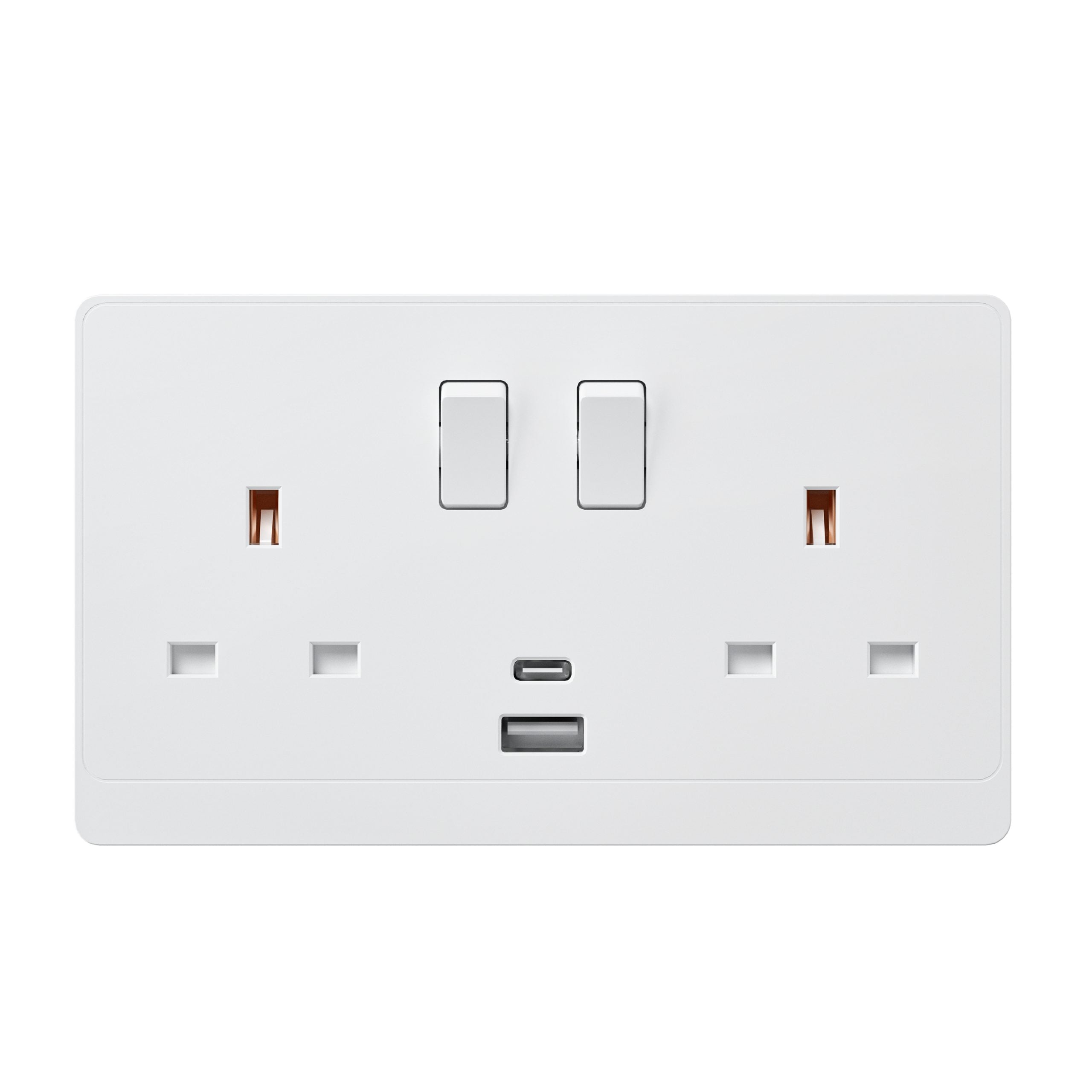 PC_0004_10-socket13a11dubleusb_asm-scaled-1.jpg P-W408 - 13A 2 Gang Switch Socket With A&C Port -PC Classic Range: White - Image 1