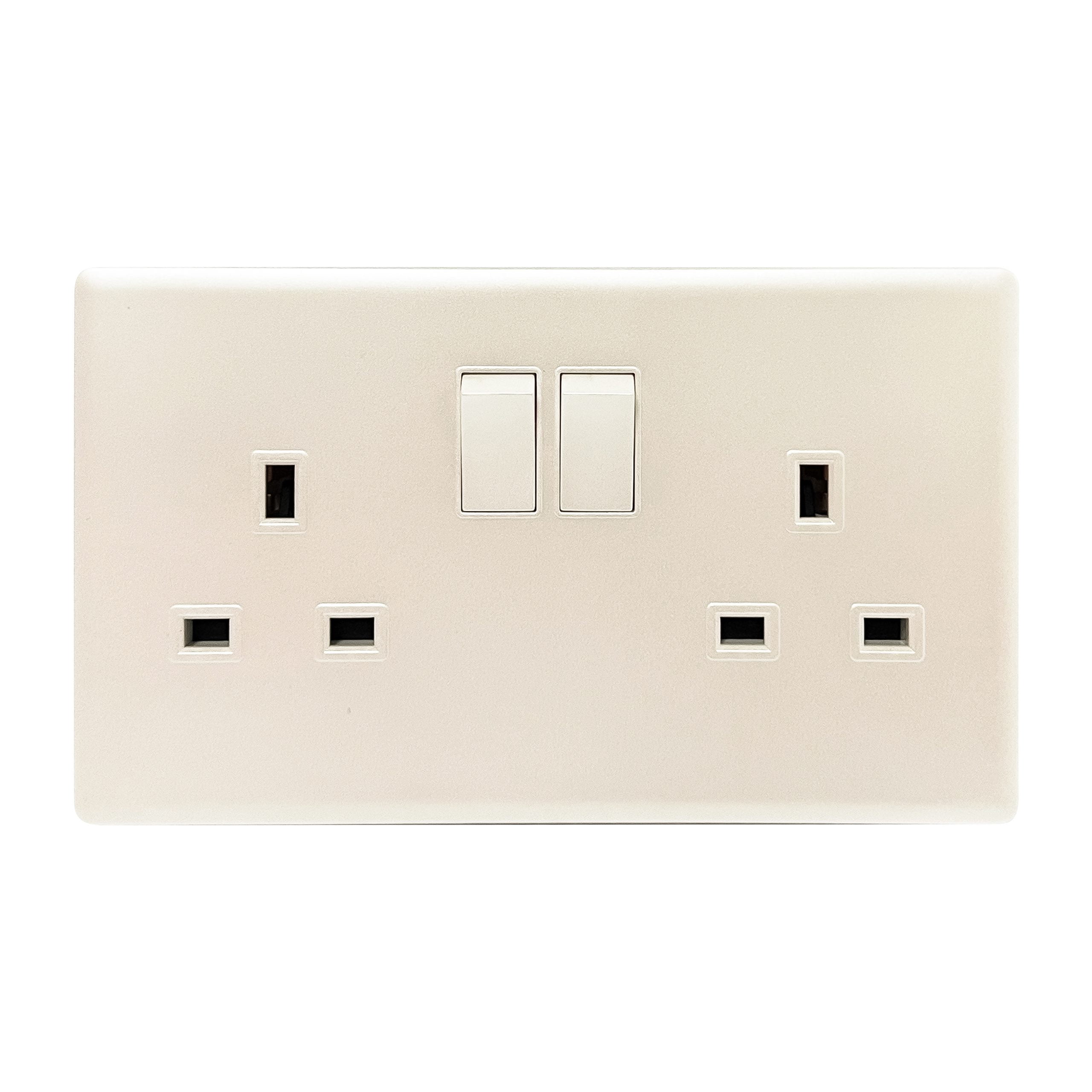 0006_PP406-scaled-1.jpg PP406 - 13A 2 Gang Switch Socket - Elegant Pearl White - Image 1