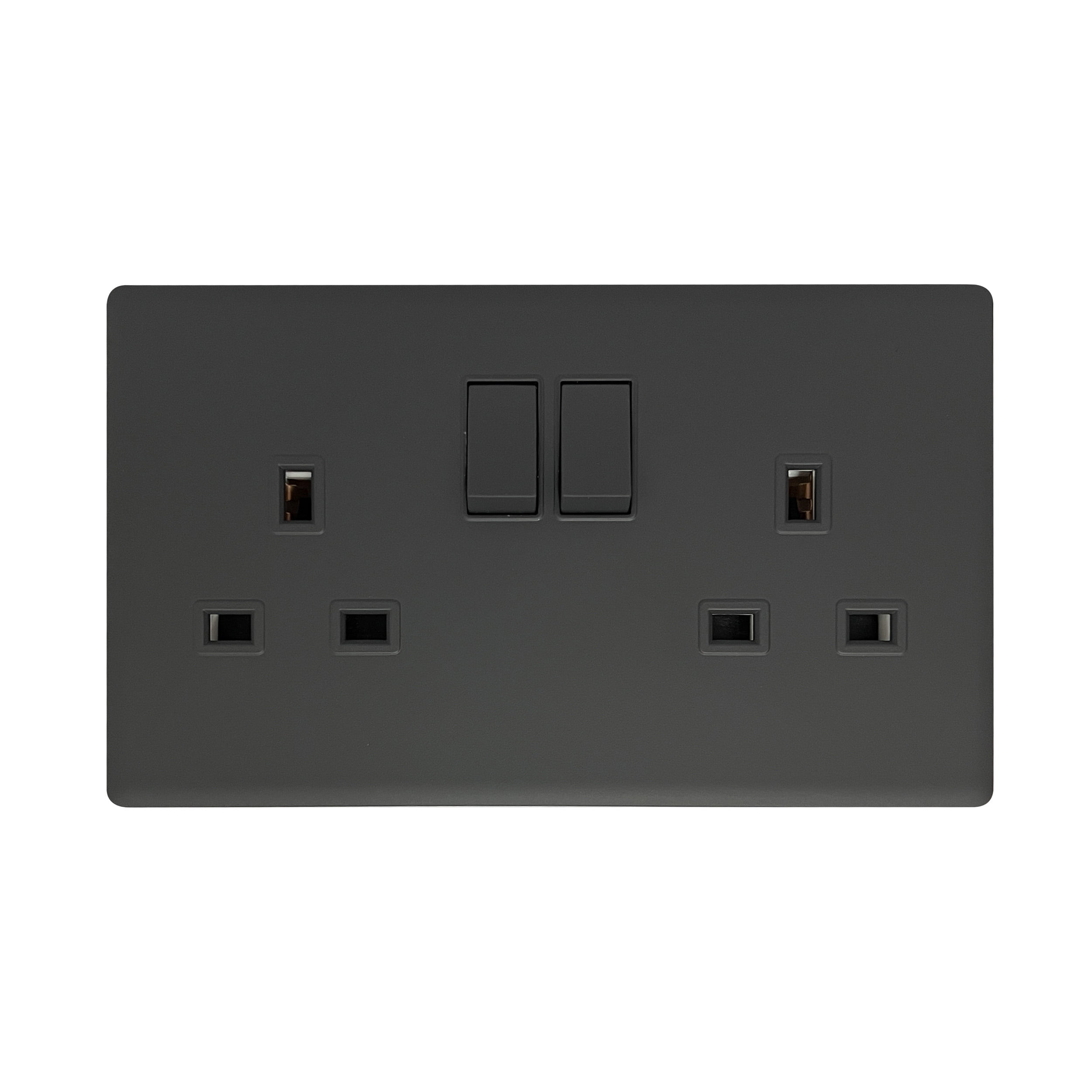 SB406-1.jpg SB406 - 13A 2Gang Switch Socket - Elegant Soft Touch: Grey - Image 1