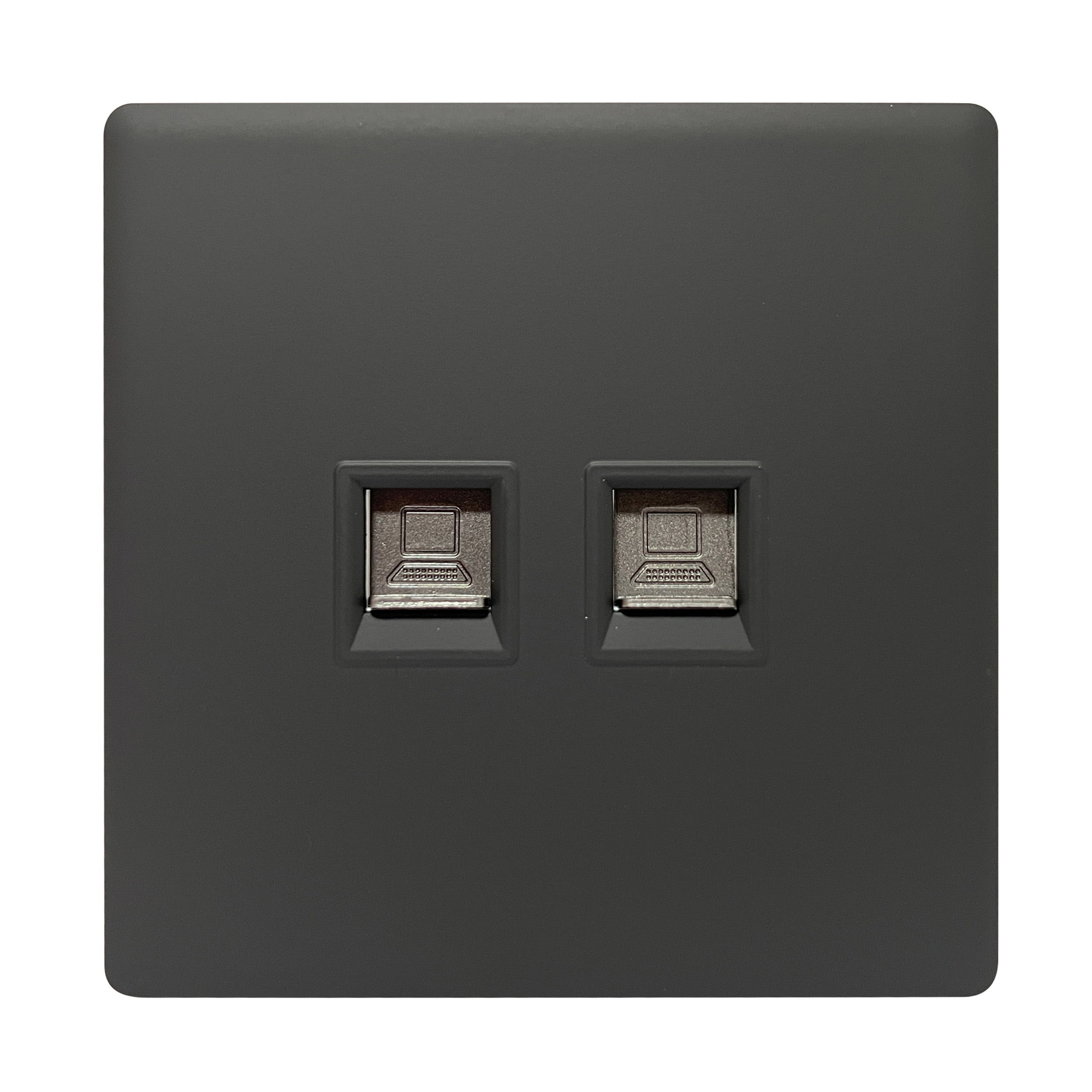 SB450-1.jpg SB450 - 2 Gang Data Socket - Elegant Soft Touch: Grey - Image 1