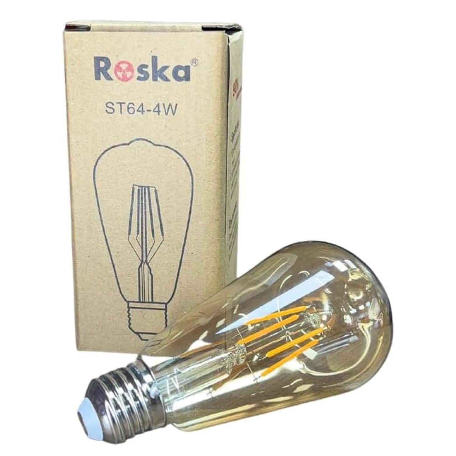 333-1.jpg ST64 - Roska 4W Amber LED Filament LED Glass Lamp (Pack of 10) - Image 1