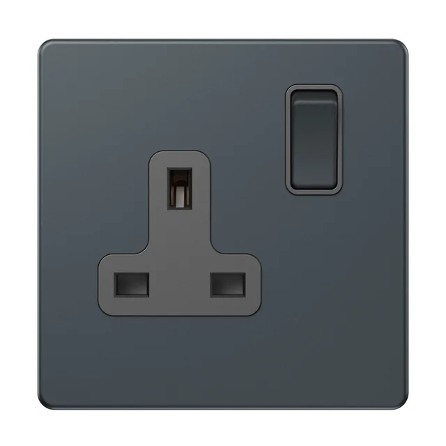 Admore 13A 1 Gang Switched Socket — Spruce Blue Metal Series (AS405)