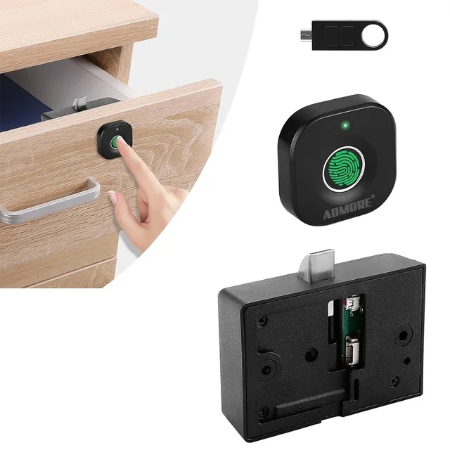 Admore Compact Fingerprint Cabinet Lock — Hidden Biometric (A-DL1)