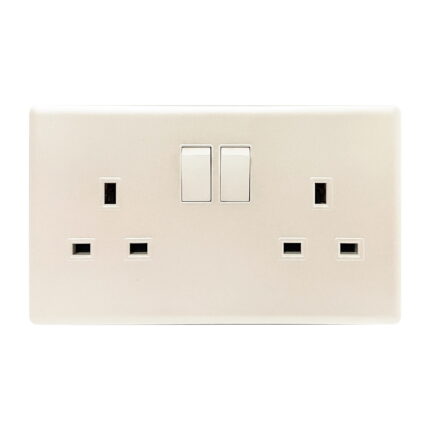 PP406 - 13A 2 Gang Switch Socket - Elegant Pearl White