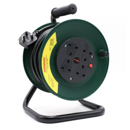 AER25 | Admore 25 meters Green & Black 4 Gang Retractable Socket Extension
