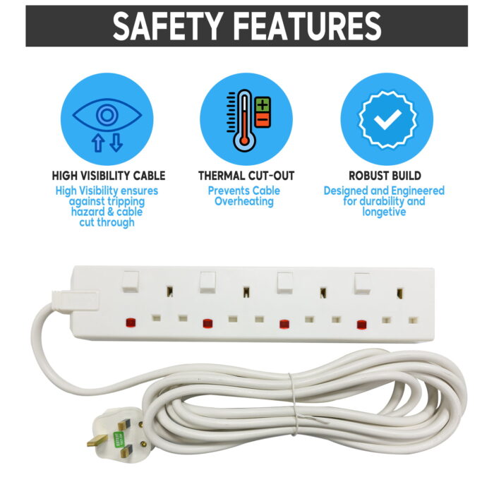 SB01176 | Admore 4 Gang 13A 5 Meters Switched Socket Extension - Image 4