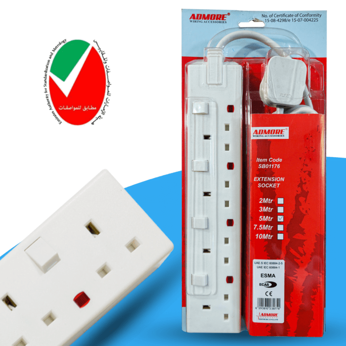 SB01176 | Admore 4 Gang 13A 5 Meters Switched Socket Extension - Image 6