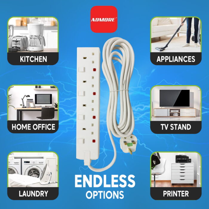 SB01176 | Admore 4 Gang 13A 5 Meters Switched Socket Extension - Image 7