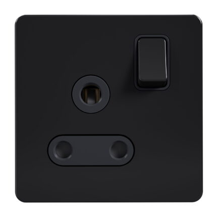 AB429 - 15A Socket With Switch - Metal Series: Black Nickel