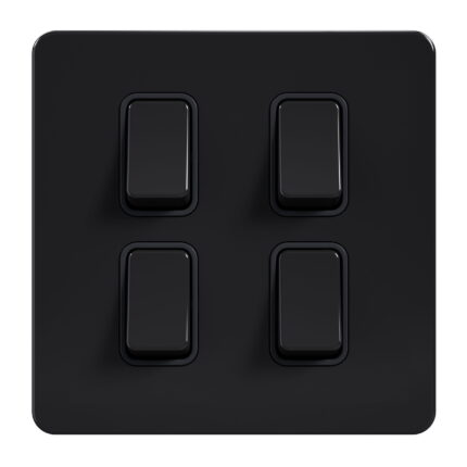 AB309 - 4 Gang 2 Way Switch (3X3) - Metal Series: Black Nickel