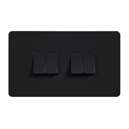 AB308 - 4 Gang 2 Way Switch - Metal Series: Black Nickel