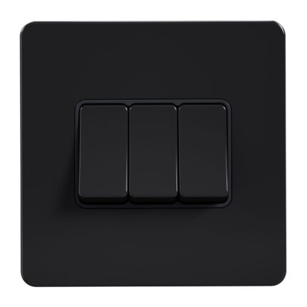 AB306 - 3 Gang 2 Way Switch - Metal Series: Black Nickel