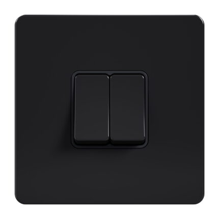 AB304 - 2 Gang 2 Way Switch - Metal Series: Black Nickel