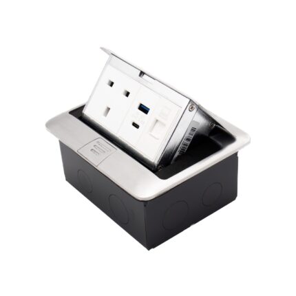AP17 - Admore 1 Gang 13A Socket with A & C USB Ports and RJ45 Data Chrome Popup Socket