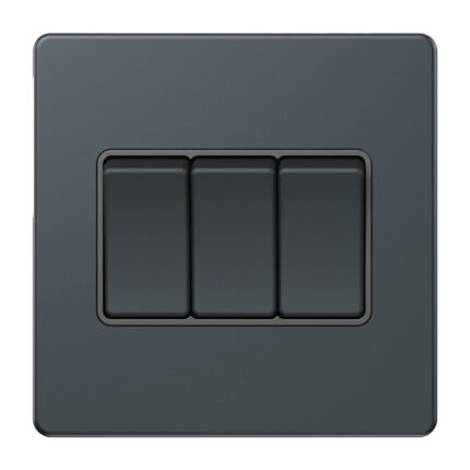 AS306 - 3 Gang 2 Way Switch - Metal Series: Spruce Blue