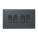AS308 - 4 Gang 2 Way Switch (3X6) - Metal Series: Spruce Blue