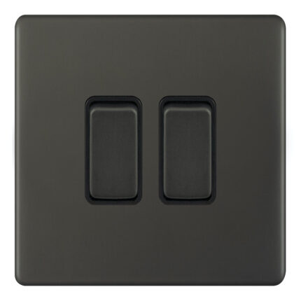 AU304 - 2 Gang 2 Way Switch - Metal Series: Umber