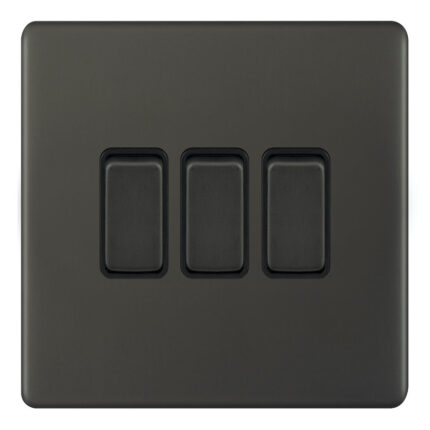 AU306 - 3 Gang 2 Way Switch - Metal Series: Umber