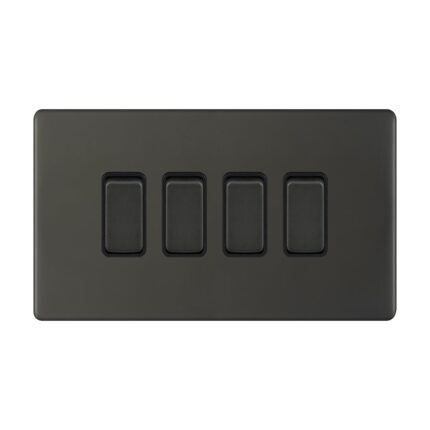 AU308 - 4 Gang 2 Way Switch  (3X6) - Metal Series: Umber