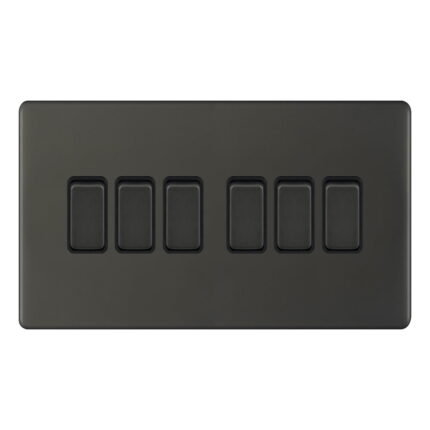 AU310 - 6 Gang 2 Way Switch  (3X6) - Metal Series: Umber