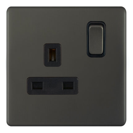 AU405 - 13A 1 Gang Switch Socket - Metal Series: Umber