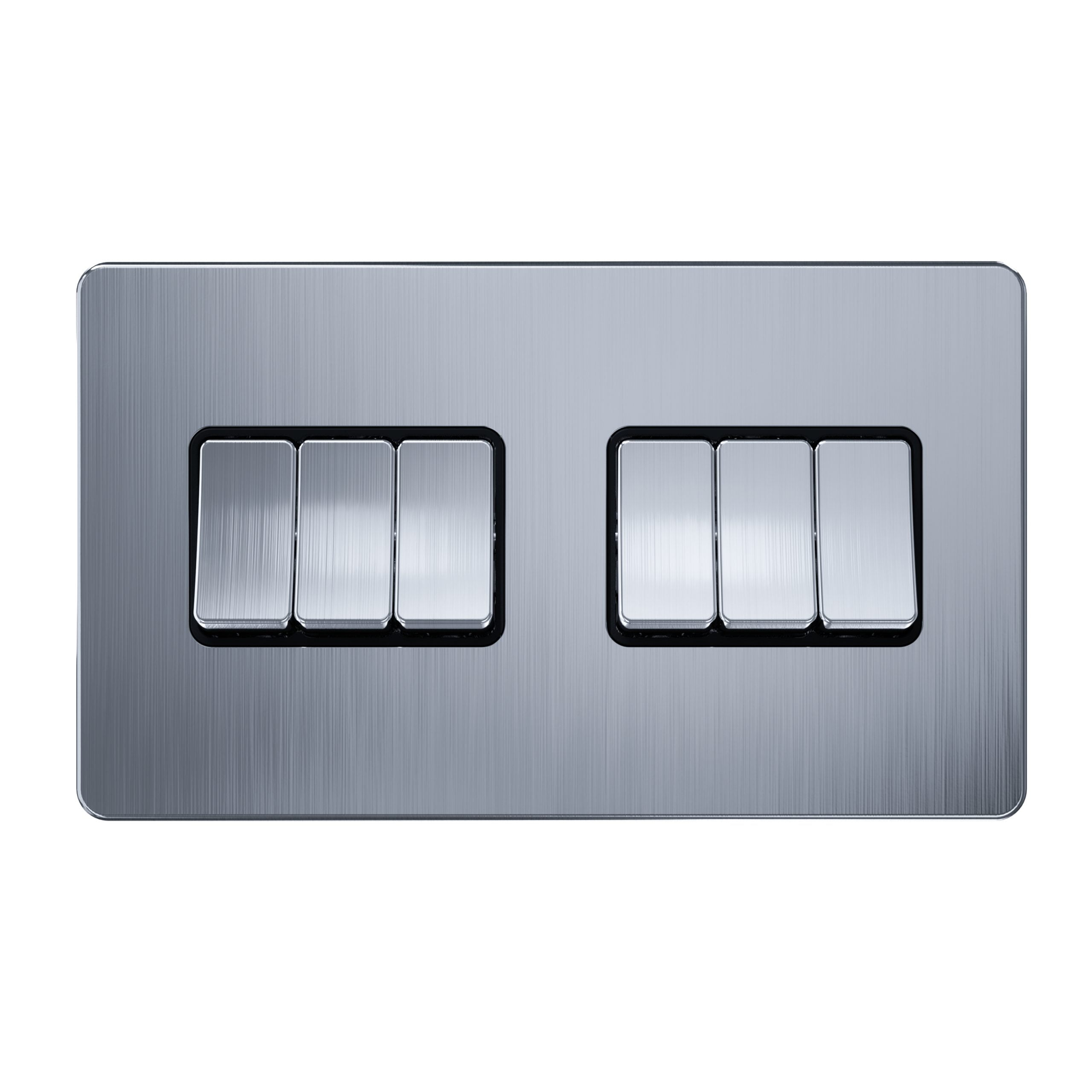 AC310 – 6 Gang 2 Way Switch – Metal Series: Chrome
