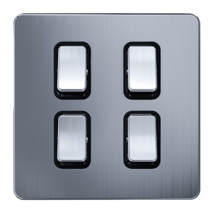 AC309 - 4 Gang 2 Way Switch 3X3 - Metal Series: Chrome