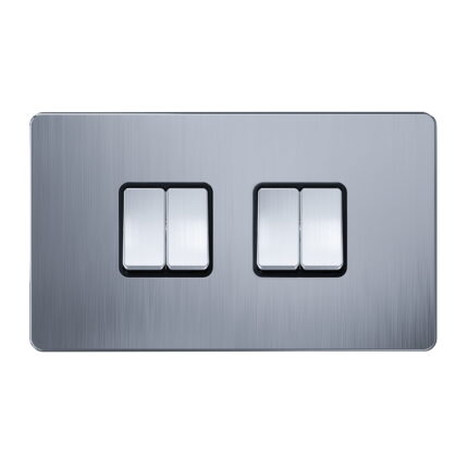 AC308 - 4 Gang 2 Way Switch - Metal Series: Chrome