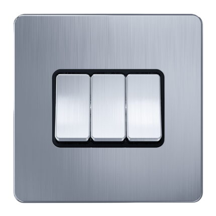 AC306 - 3 Gang 2 Way Switch - Metal Series: Chrome
