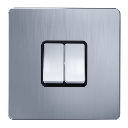 AC304 - 2 Gang 2 Way Switch - Metal Series: Chrome